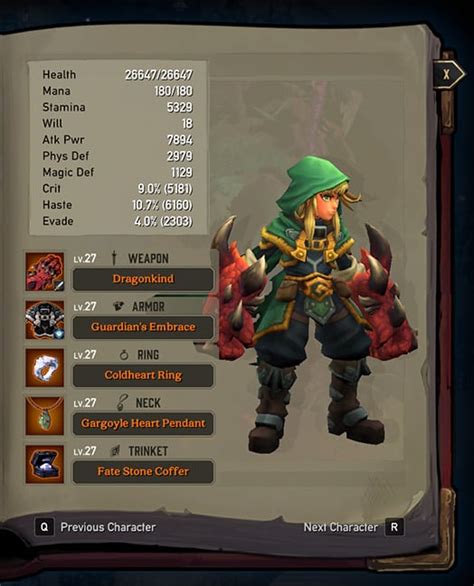 battle chasers nightwar weapons list